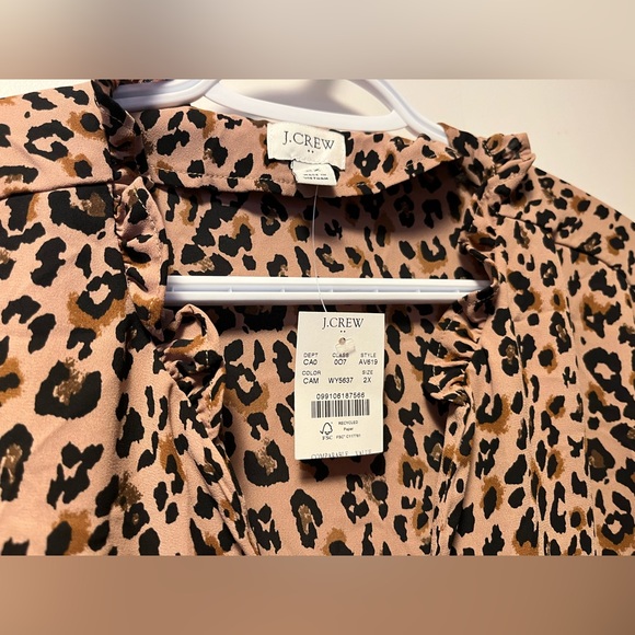 J. Crew Factory printed ruffleneck button-up shirt, 2X (fits small) - Picture 3 of 7